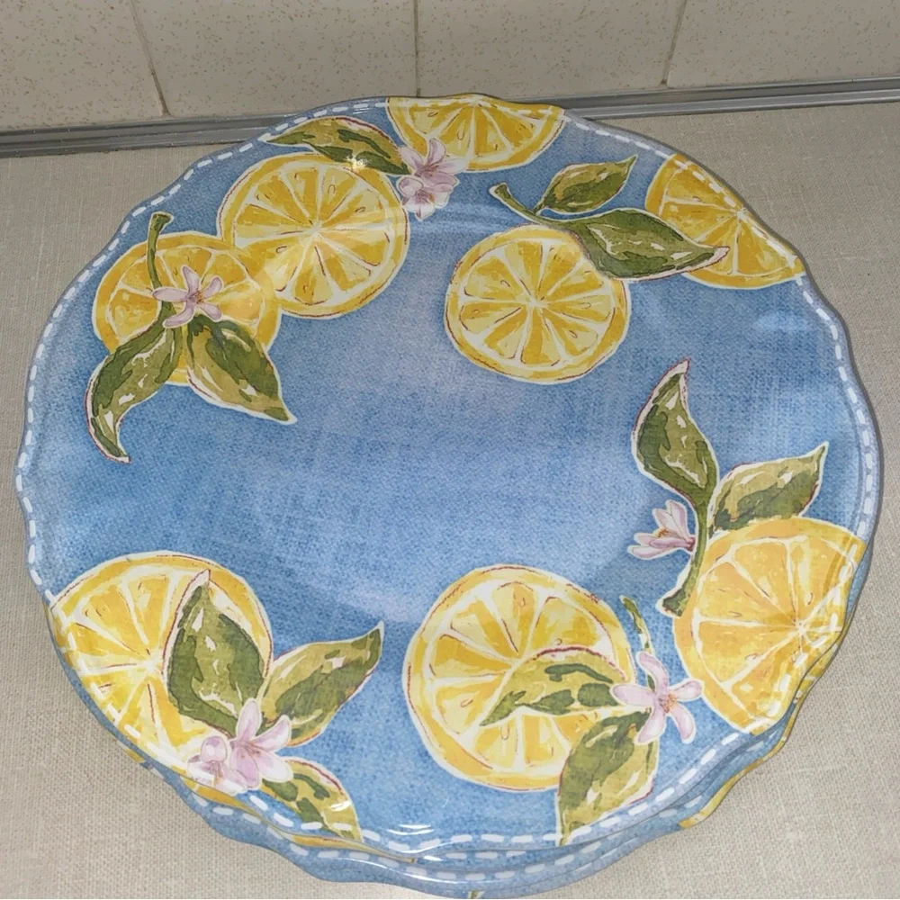 Nicole Miller Melamine Lemon Print Dinner Plates Set‎ Of 4